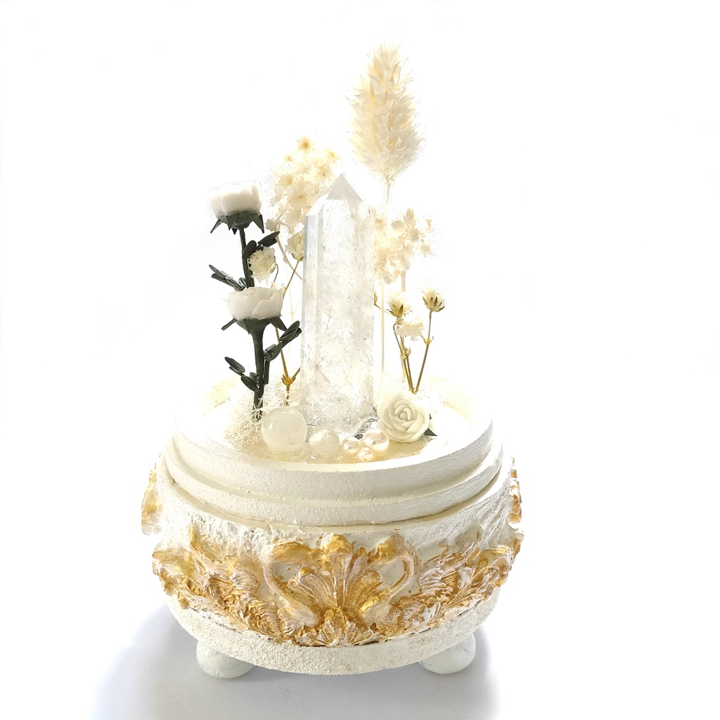 鉱物ランプ『白』中サイズ・水晶・ムーンストーン