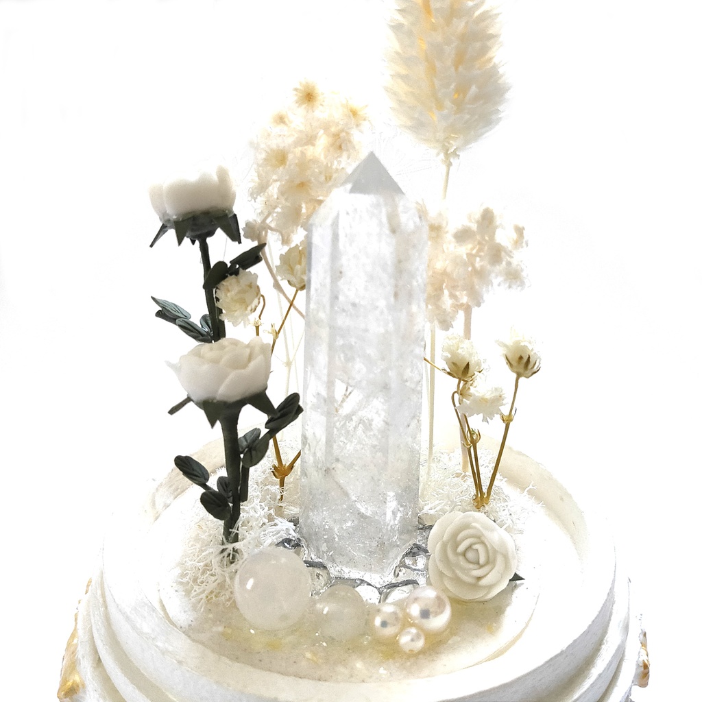 鉱物ランプ『白』中サイズ・水晶・ムーンストーン