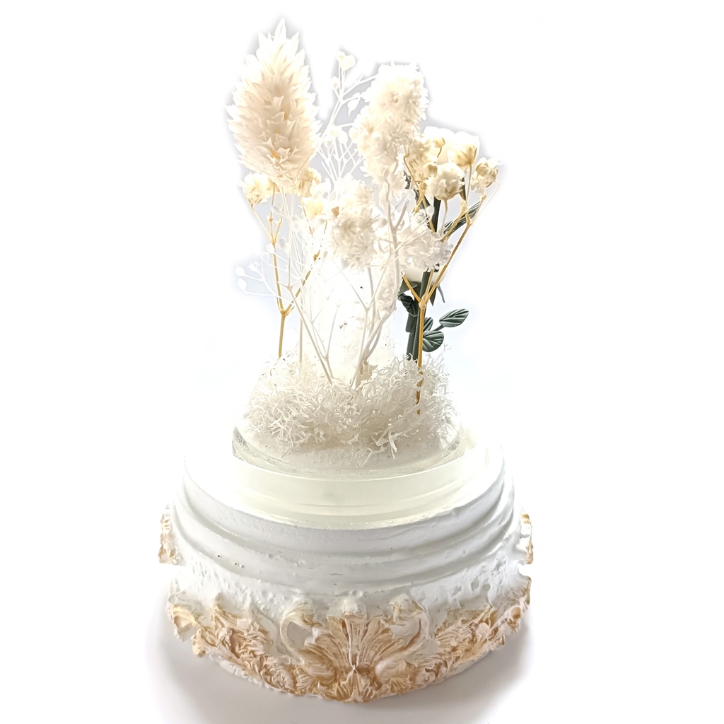 鉱物ランプ『白』中サイズ・水晶・ムーンストーン・パール