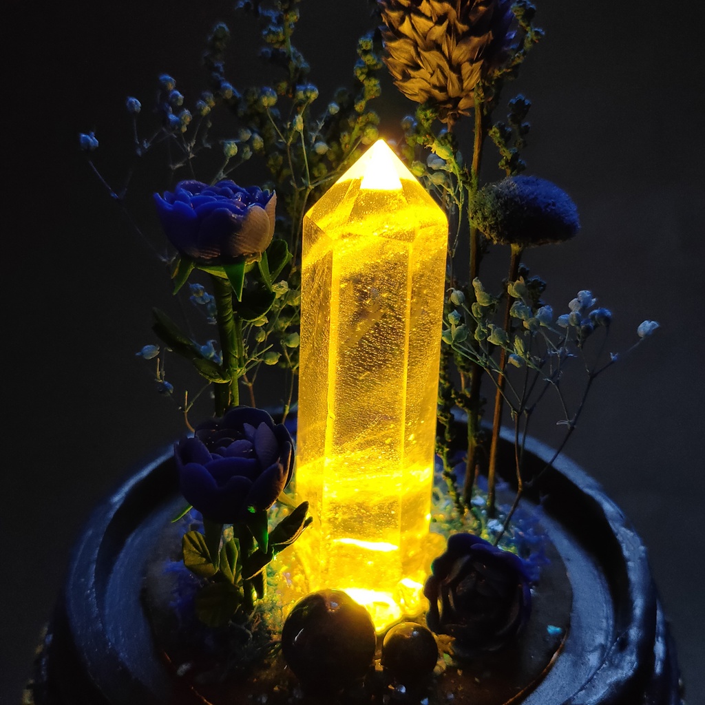 鉱物ランプ『青』中サイズ・水晶・ラピスラズリ