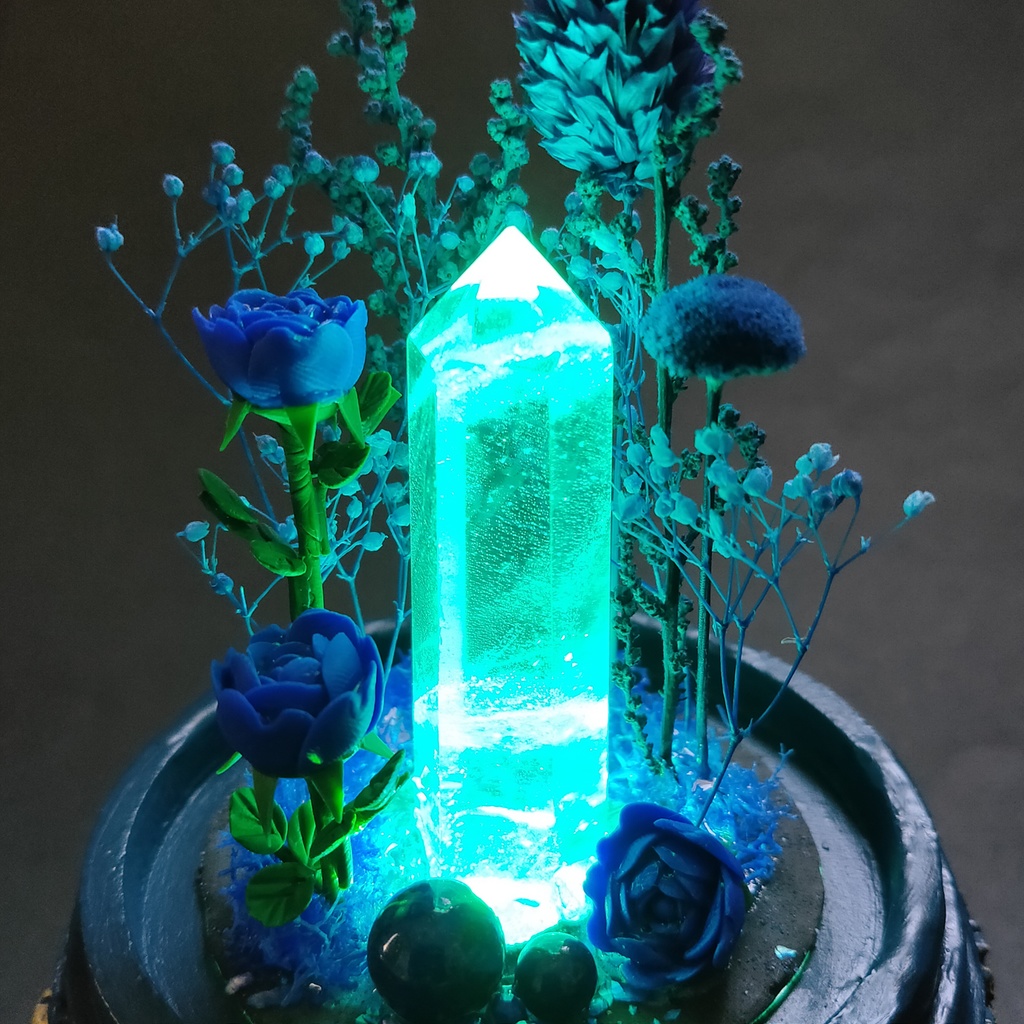 鉱物ランプ『青』中サイズ・水晶・ラピスラズリ