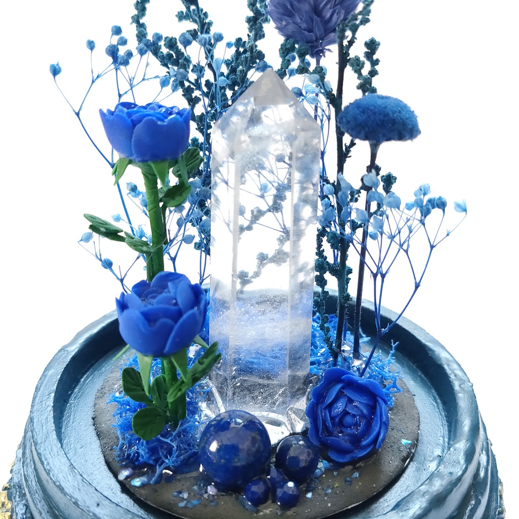 鉱物ランプ『青』中サイズ・水晶・ラピスラズリ