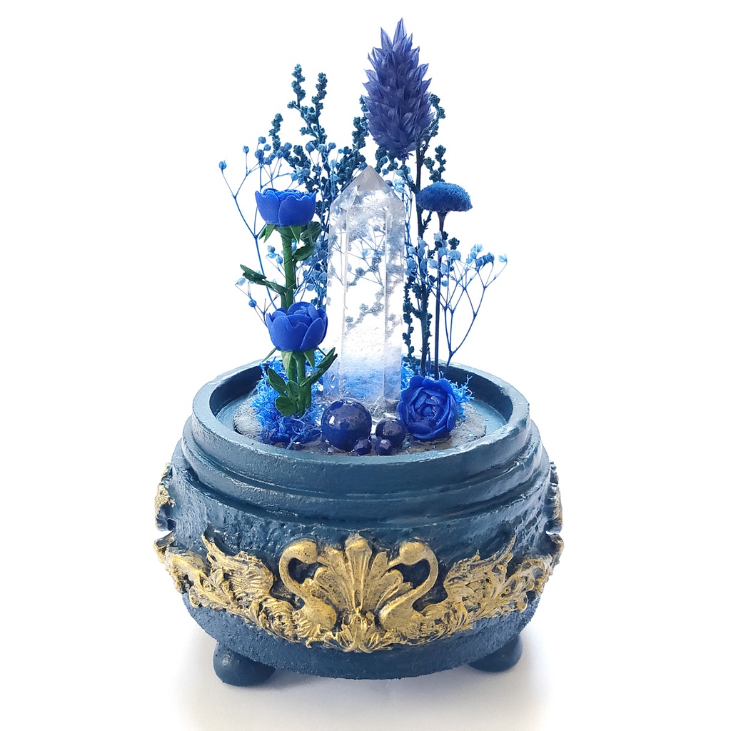 鉱物ランプ『青』中サイズ・水晶・ラピスラズリ