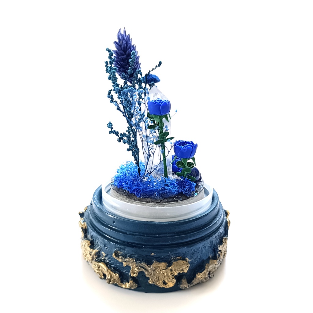 鉱物ランプ『青』中サイズ・水晶・ラピスラズリ