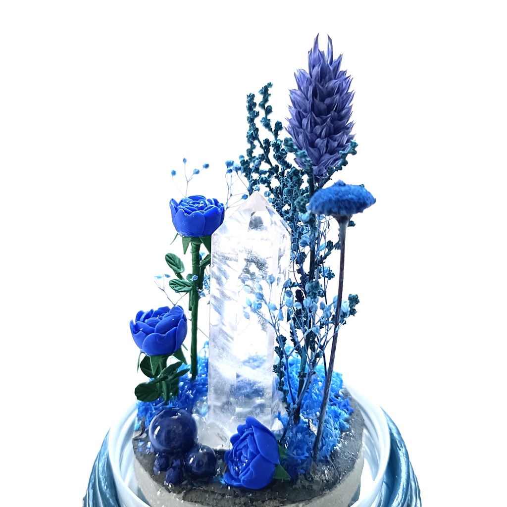 鉱物ランプ『青』中サイズ・水晶・ラピスラズリ