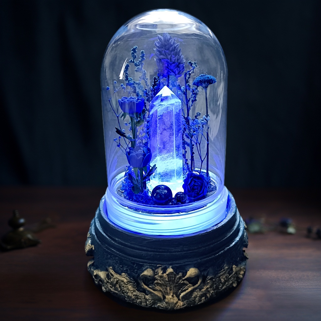 鉱物ランプ『青』中サイズ・水晶・ラピスラズリ