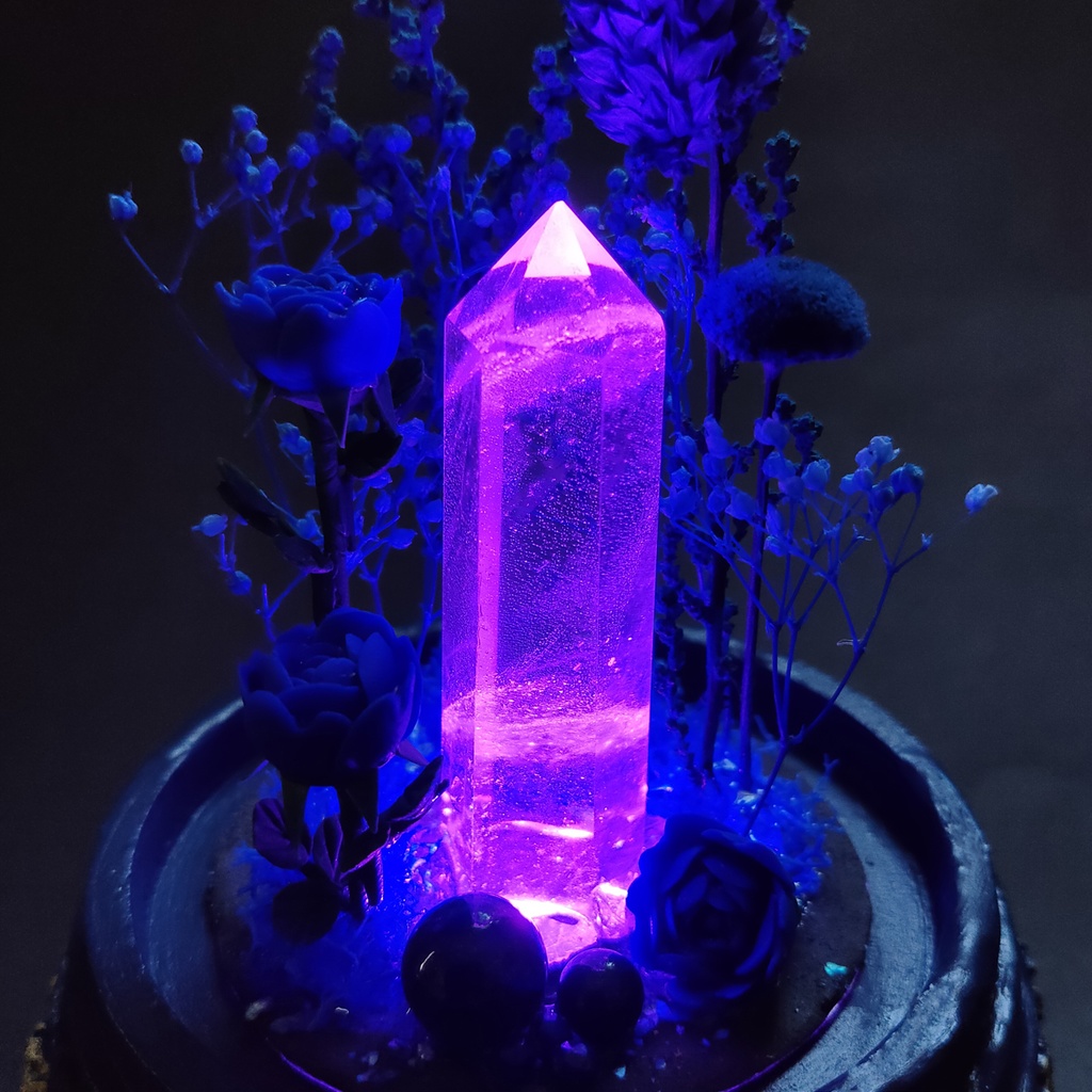鉱物ランプ『青』中サイズ・水晶・ラピスラズリ