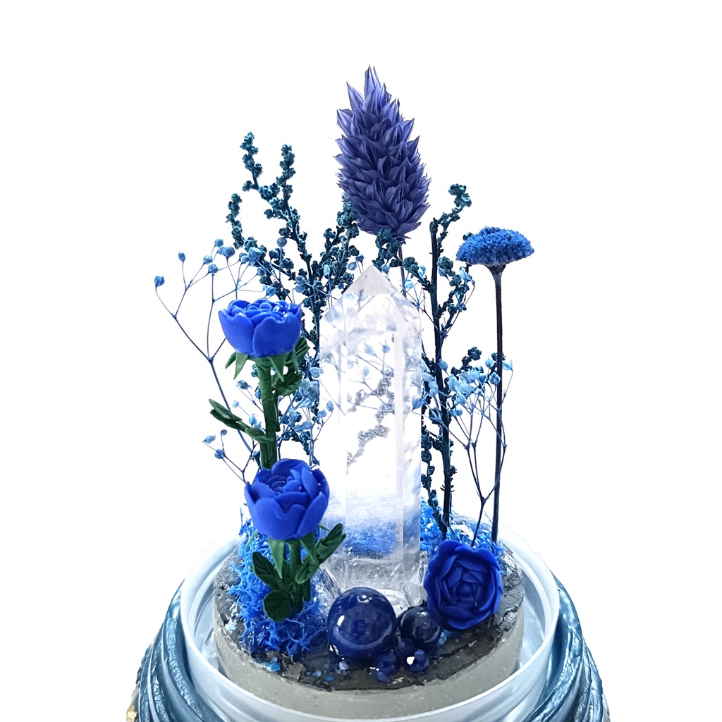 鉱物ランプ『青』中サイズ・水晶・ラピスラズリ