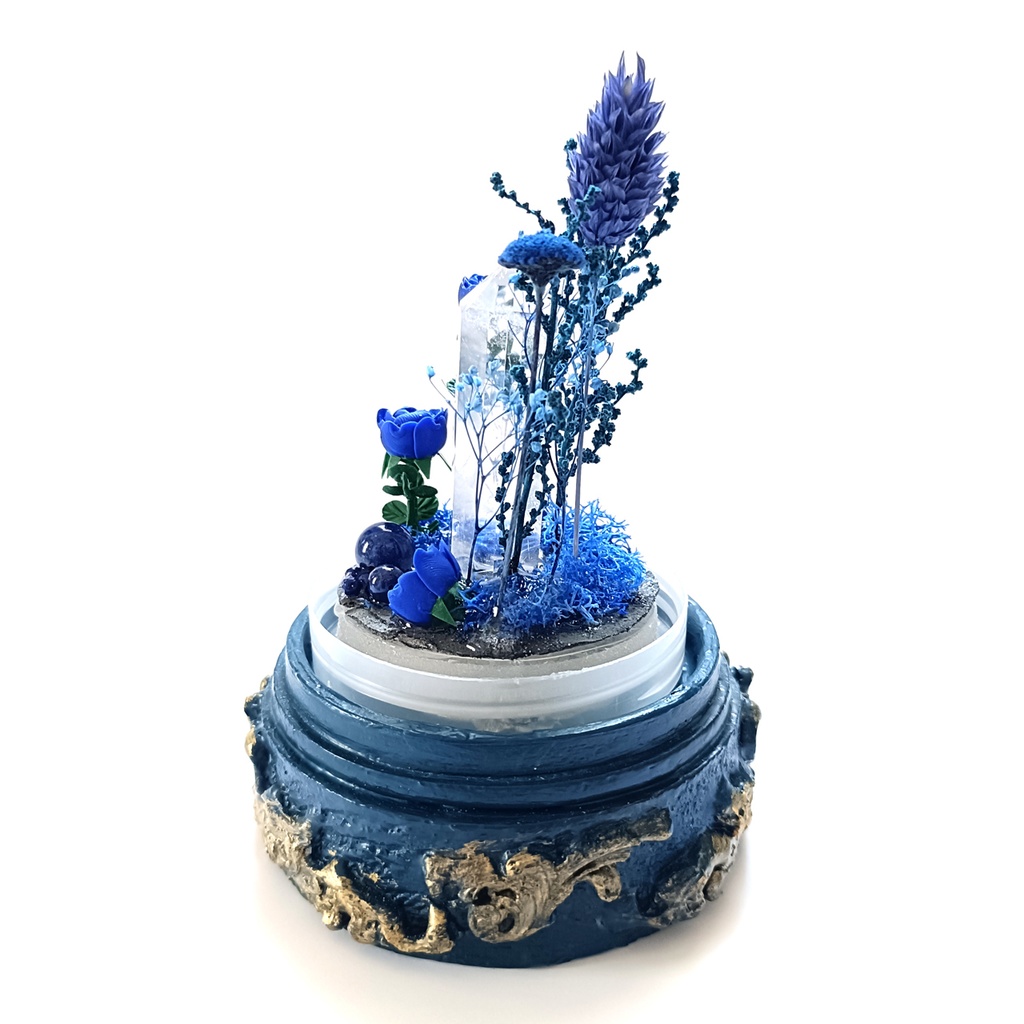 鉱物ランプ『青』中サイズ・水晶・ラピスラズリ