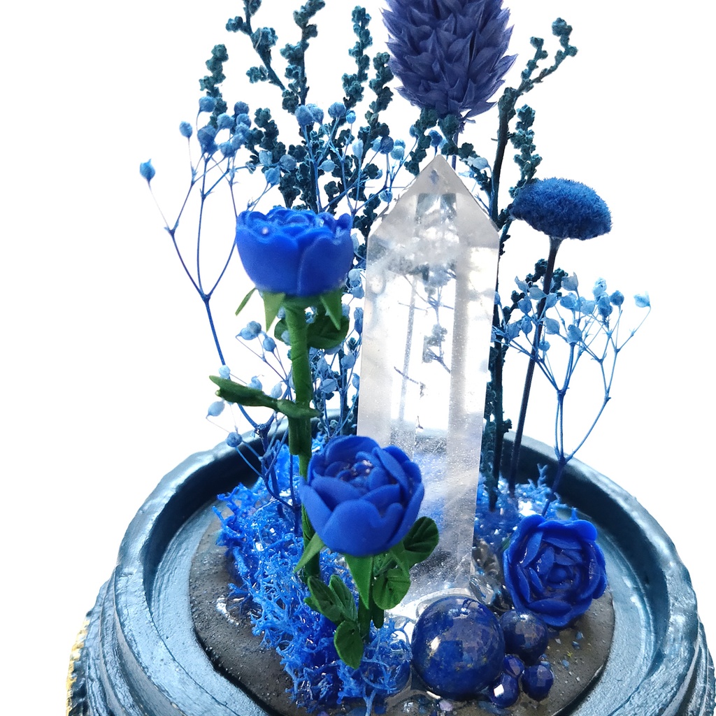 鉱物ランプ『青』中サイズ・水晶・ラピスラズリ