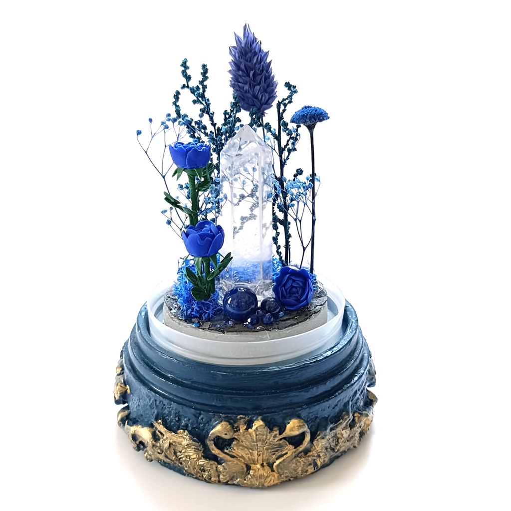 鉱物ランプ『青』中サイズ・水晶・ラピスラズリ