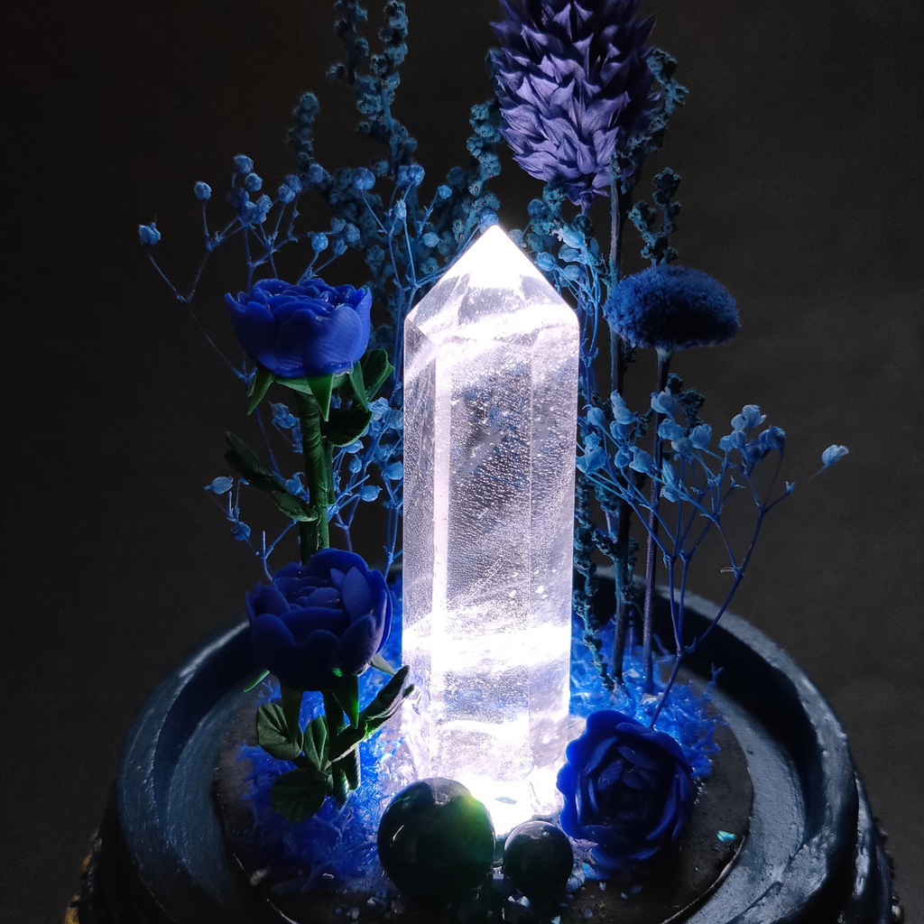 鉱物ランプ『青』中サイズ・水晶・ラピスラズリ