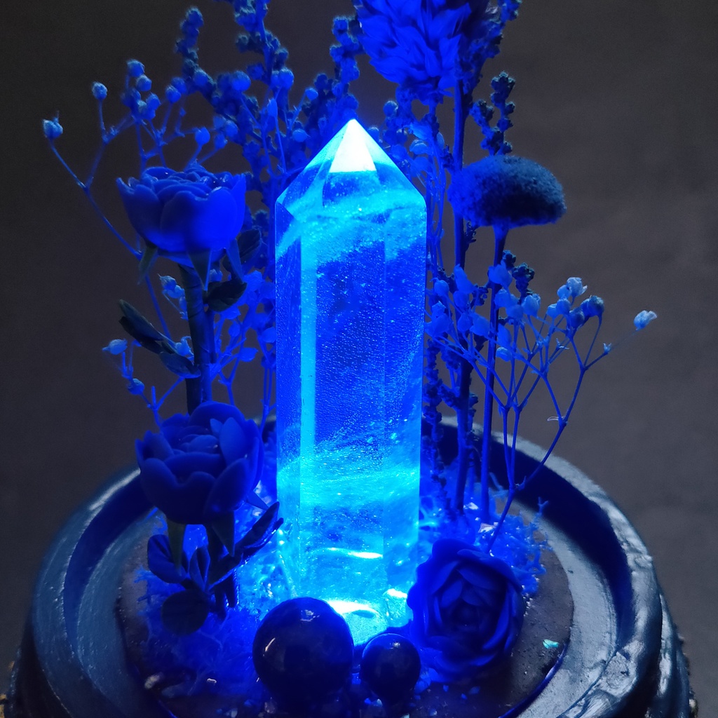 鉱物ランプ『青』中サイズ・水晶・ラピスラズリ