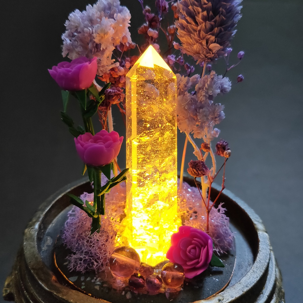 鉱物ランプ『紫』中サイズ・水晶・アメジスト