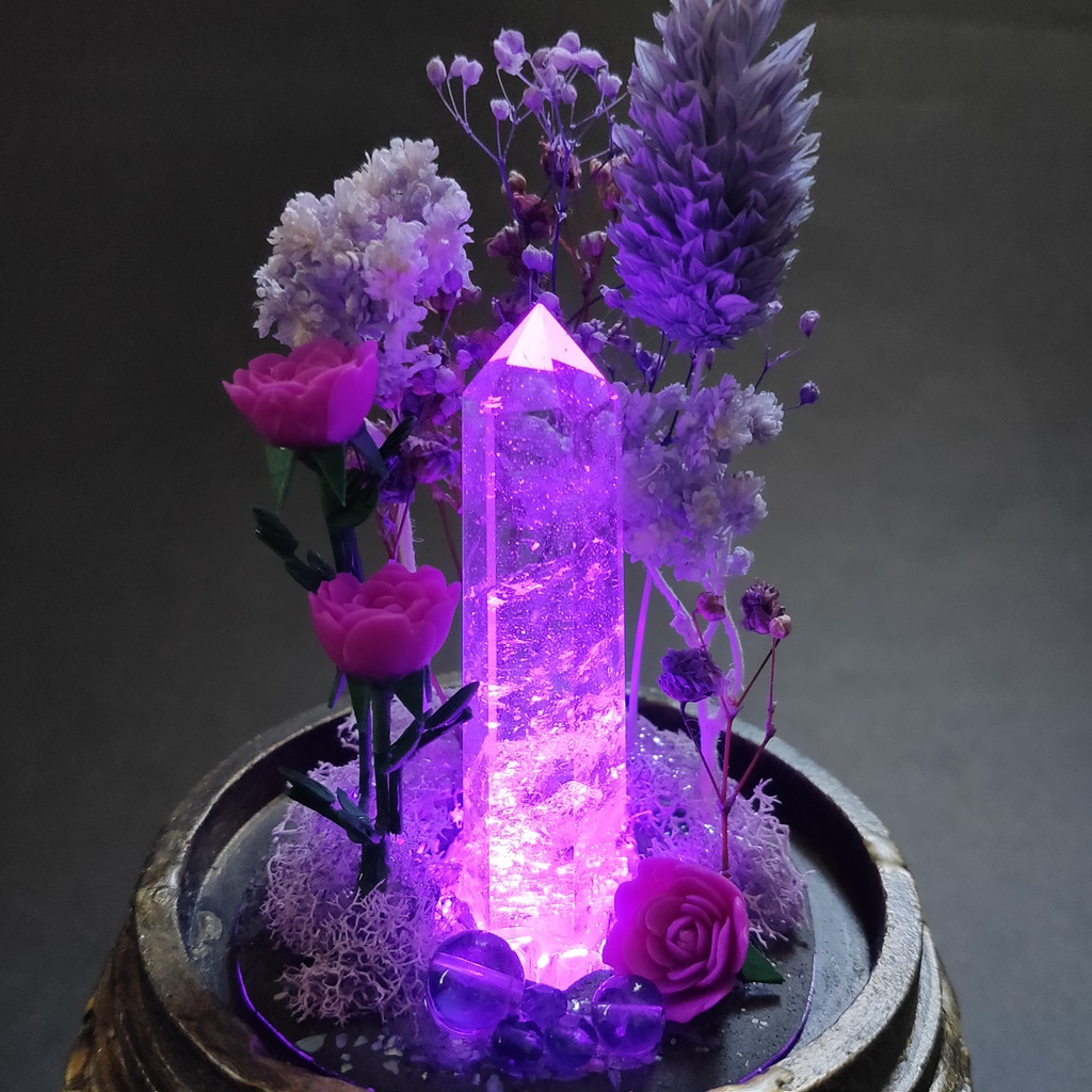 鉱物ランプ『紫』中サイズ・水晶・アメジスト