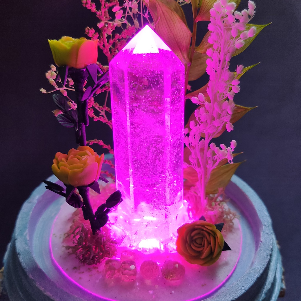 鉱物ランプ『黄緑』中サイズ・水晶・ペリドット