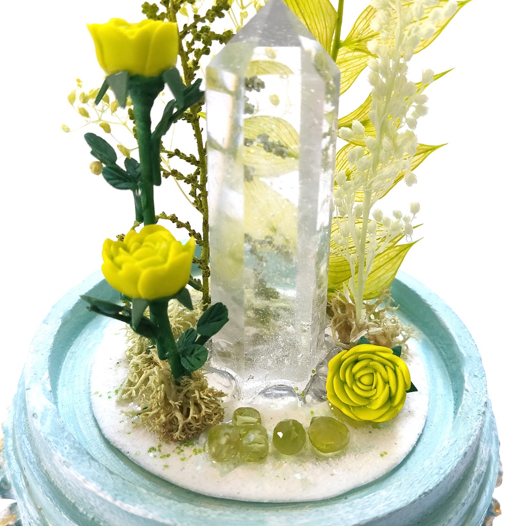 鉱物ランプ『黄緑』中サイズ・水晶・ペリドット