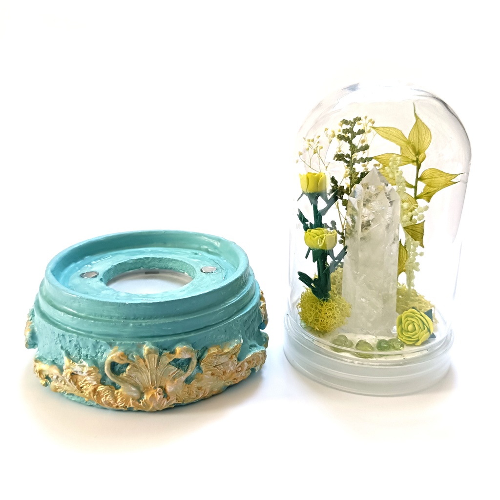 鉱物ランプ『黄緑』中サイズ・水晶・ペリドット