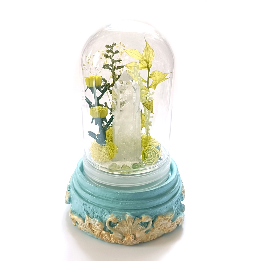 鉱物ランプ『黄緑』中サイズ・水晶・ペリドット