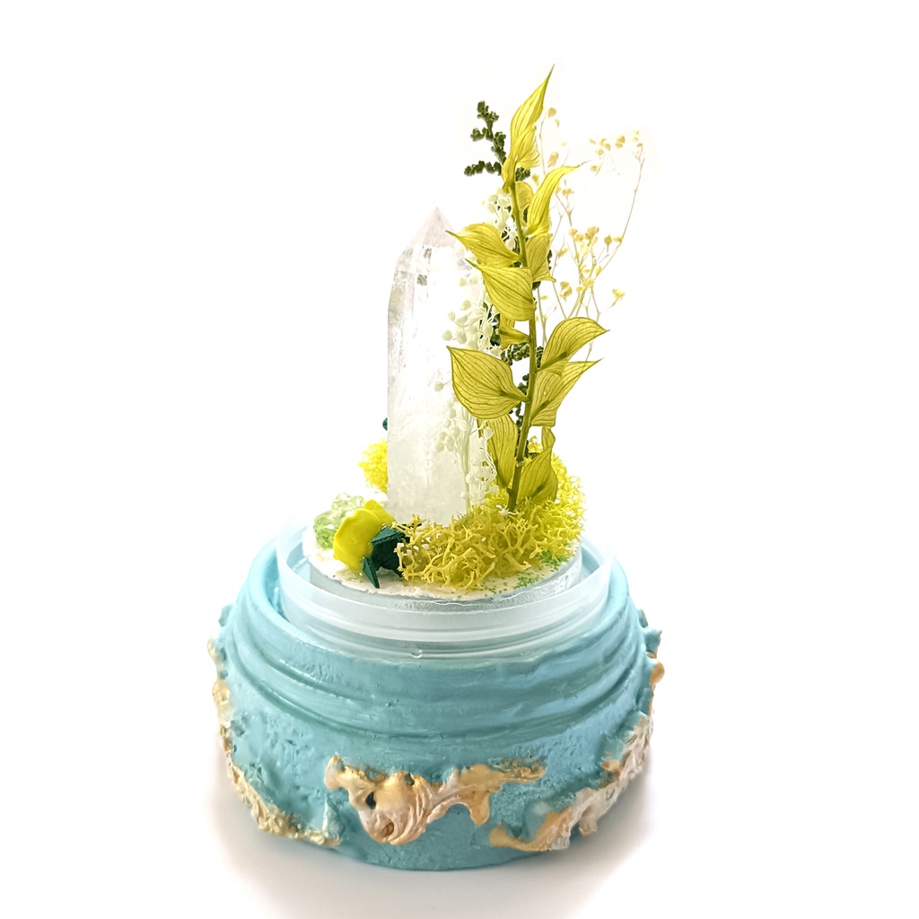 鉱物ランプ『黄緑』中サイズ・水晶・ペリドット