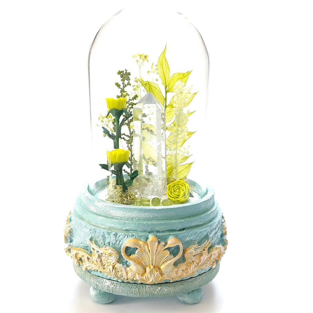 鉱物ランプ『黄緑』中サイズ・水晶・ペリドット