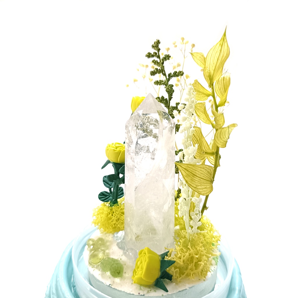 鉱物ランプ『黄緑』中サイズ・水晶・ペリドット