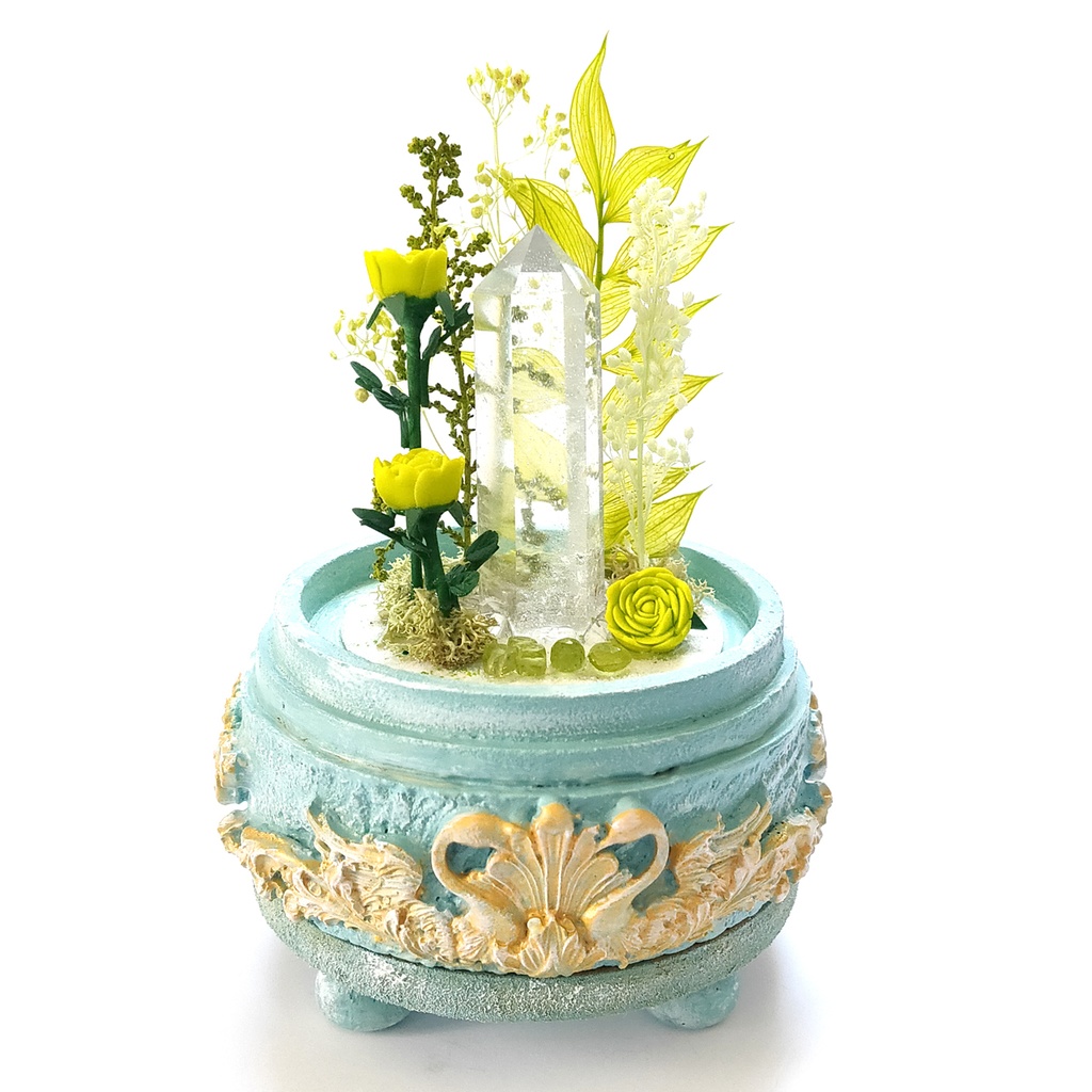 鉱物ランプ『黄緑』中サイズ・水晶・ペリドット