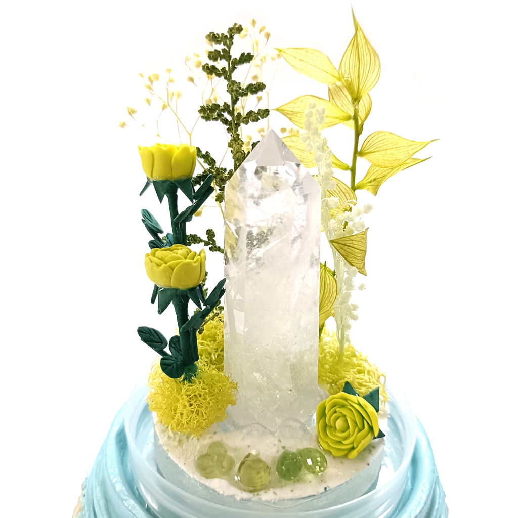 鉱物ランプ『黄緑』中サイズ・水晶・ペリドット