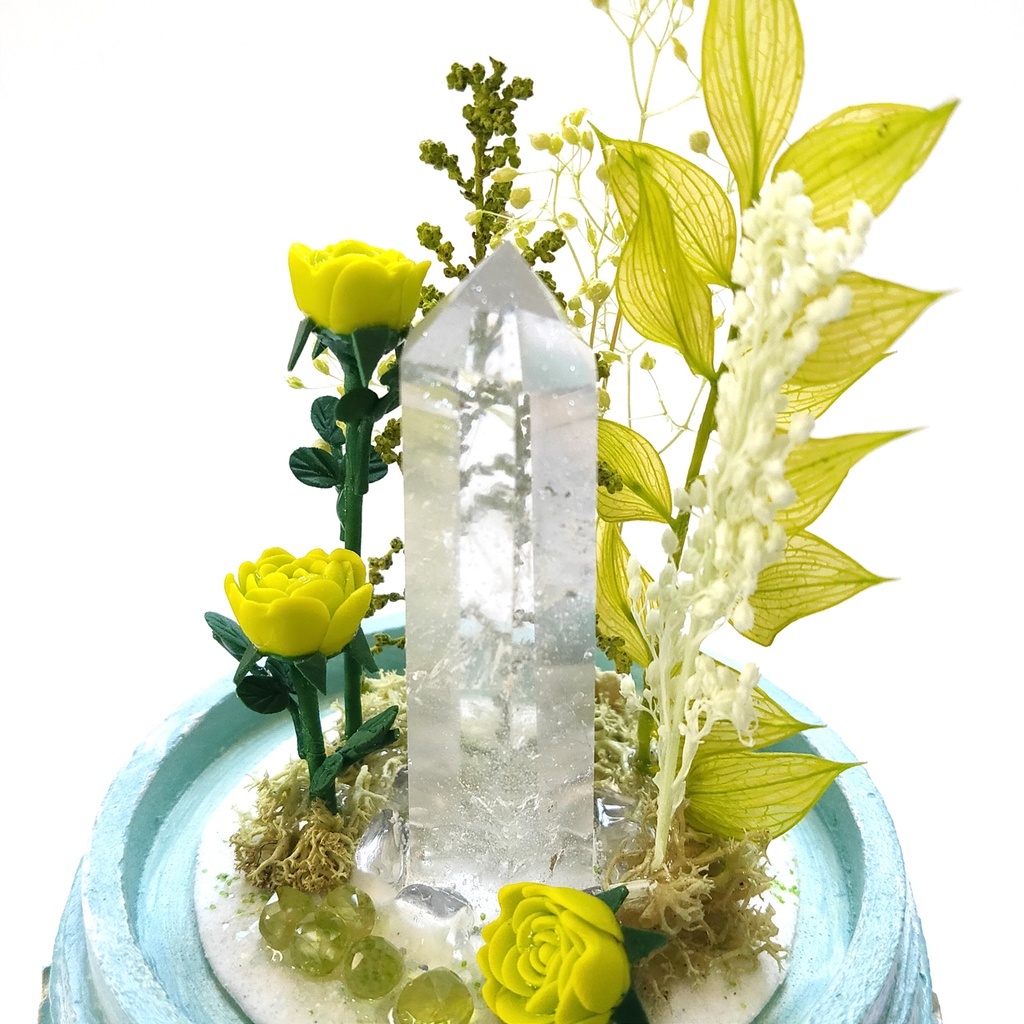 鉱物ランプ『黄緑』中サイズ・水晶・ペリドット