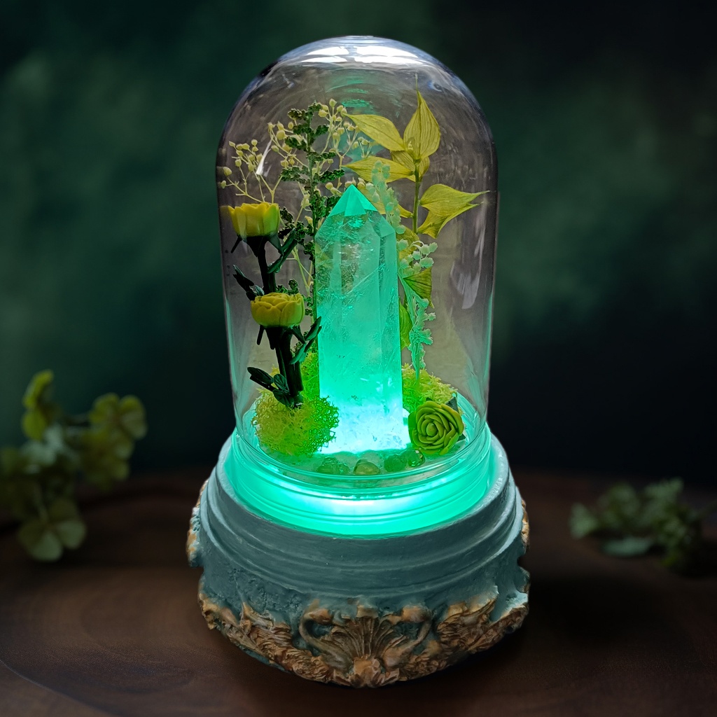 鉱物ランプ『黄緑』中サイズ・水晶・ペリドット