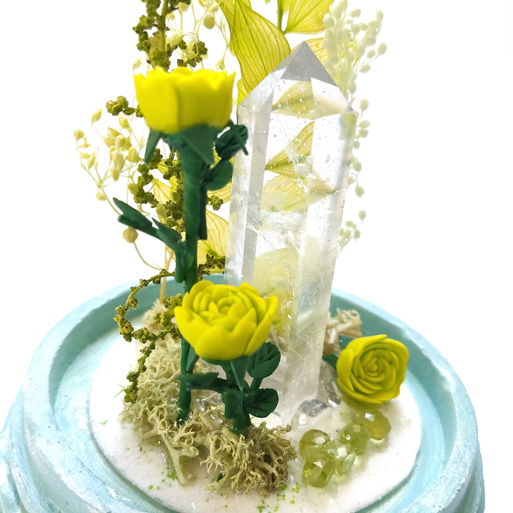 鉱物ランプ『黄緑』中サイズ・水晶・ペリドット