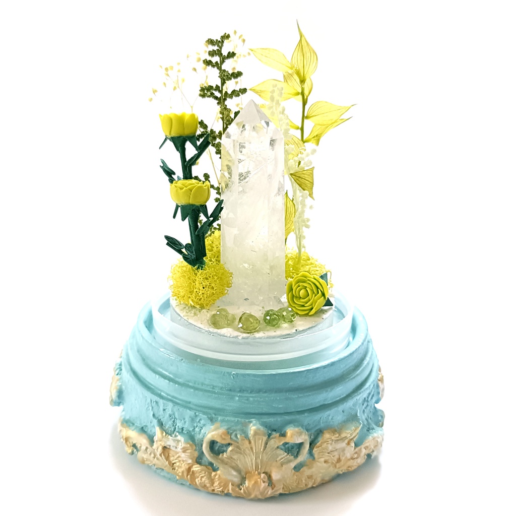 鉱物ランプ『黄緑』中サイズ・水晶・ペリドット