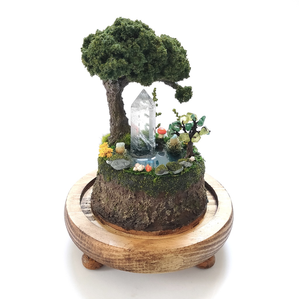 鉱物ランプ『森の泉と結晶の樹』大・水晶・リモコン切替点灯