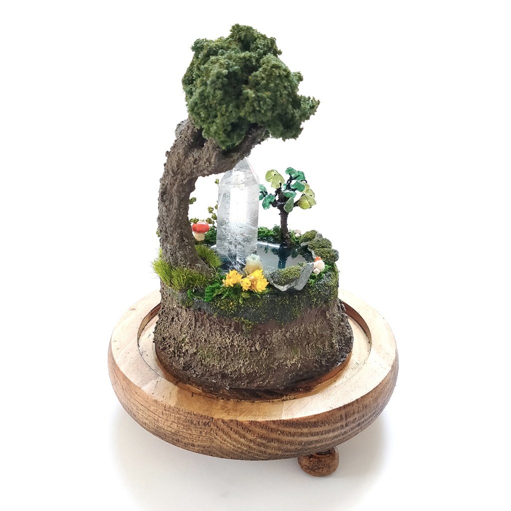 鉱物ランプ『森の泉と結晶の樹』大・水晶・リモコン切替点灯