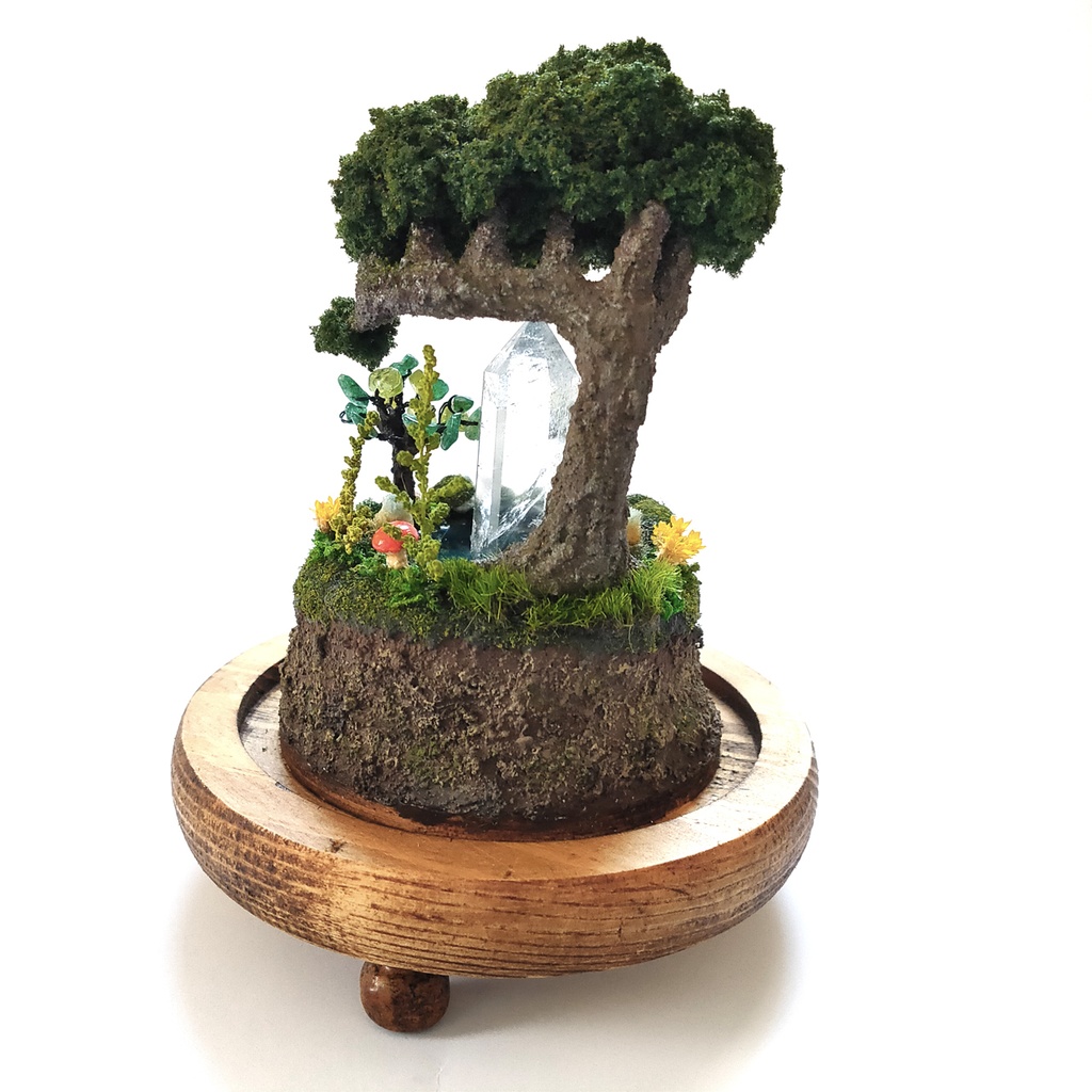 鉱物ランプ『森の泉と結晶の樹』大・水晶・リモコン切替点灯