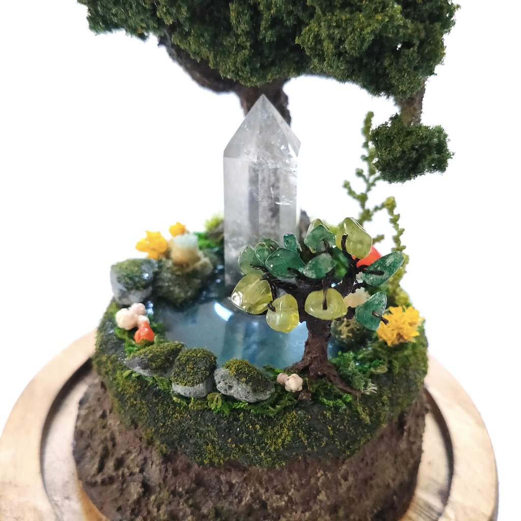鉱物ランプ『森の泉と結晶の樹』大・水晶・リモコン切替点灯