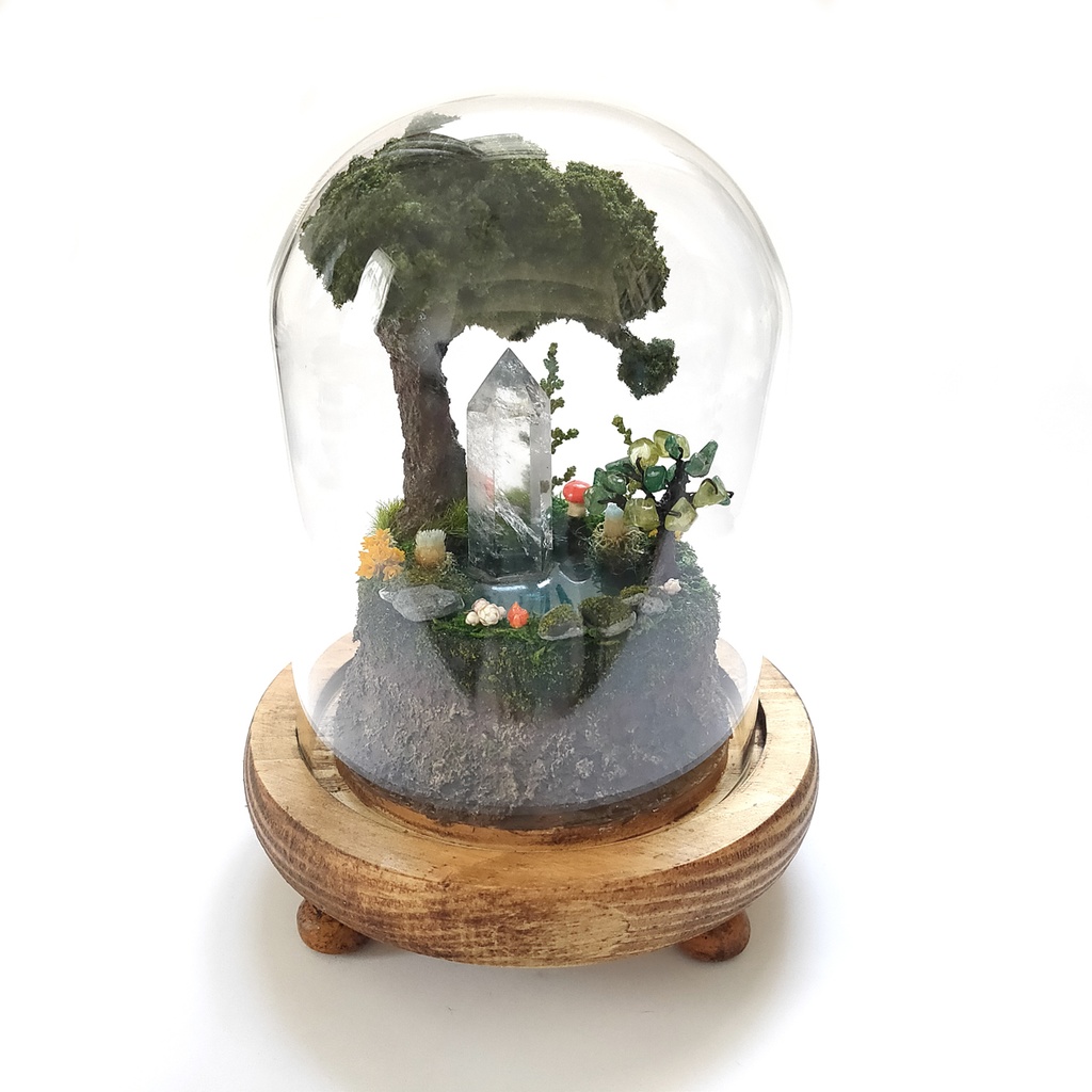 鉱物ランプ『森の泉と結晶の樹』大・水晶・リモコン切替点灯