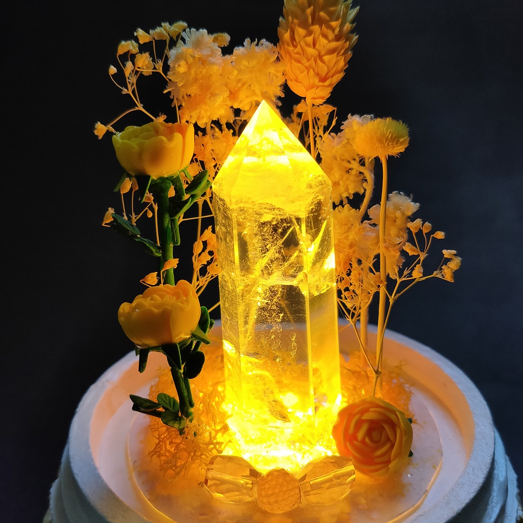 鉱物ランプ『黄』中サイズ・水晶・シトリン