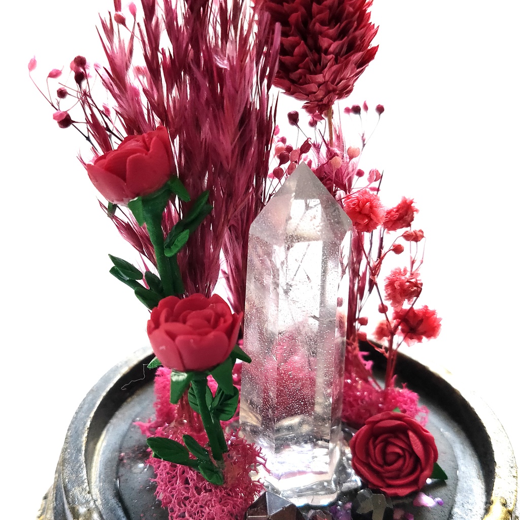 鉱物ランプ『赤』中サイズ・水晶・ガーネット