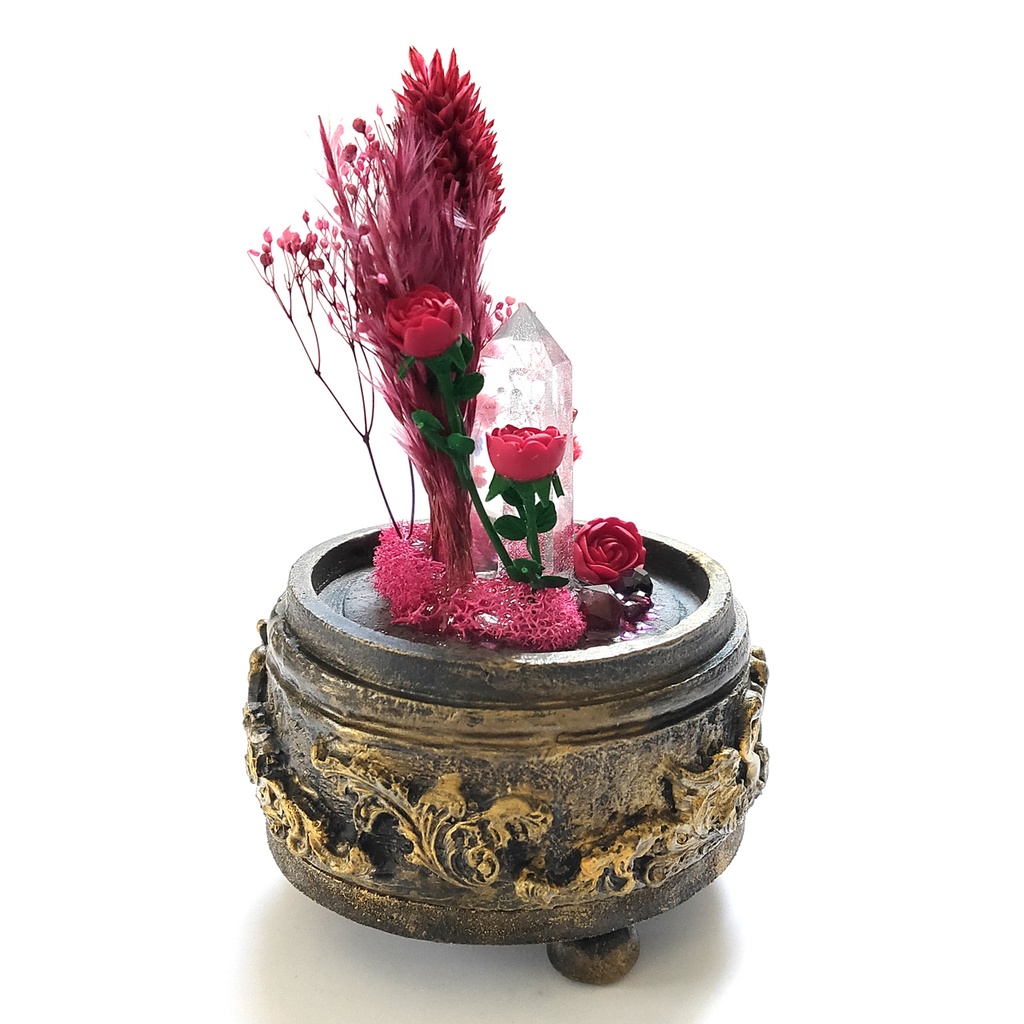 鉱物ランプ『赤』中サイズ・水晶・ガーネット