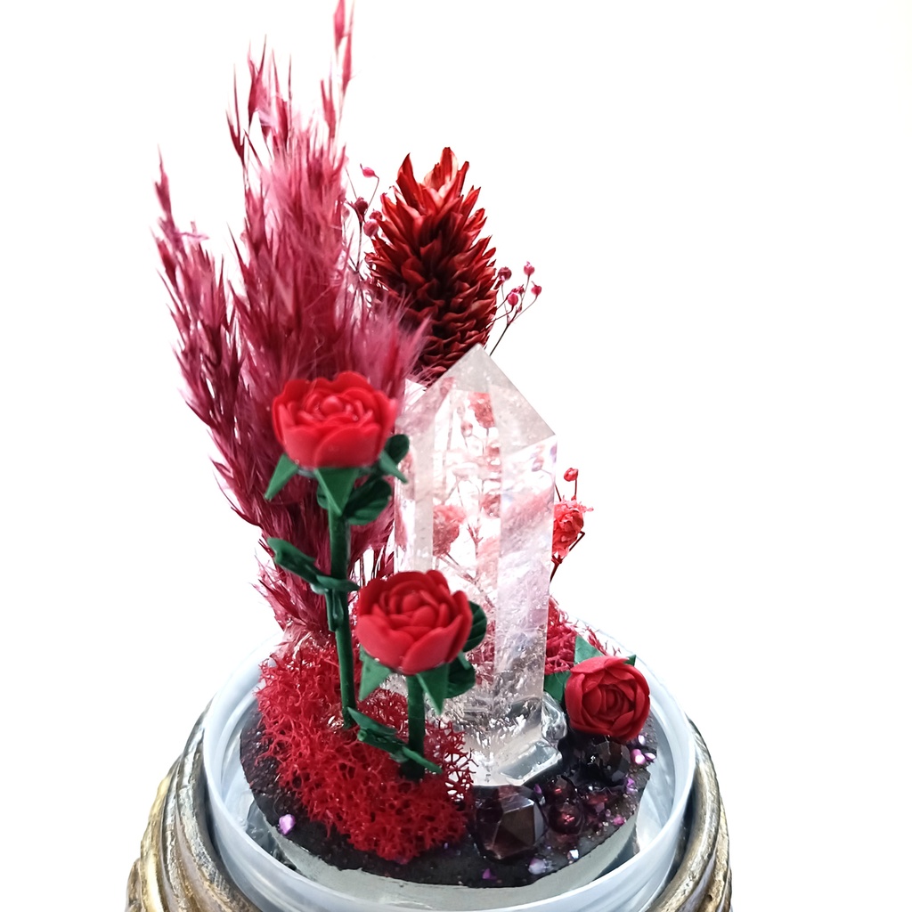 鉱物ランプ『赤』中サイズ・水晶・ガーネット