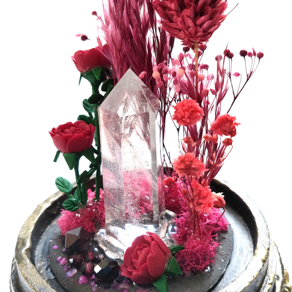 鉱物ランプ『赤』中サイズ・水晶・ガーネット