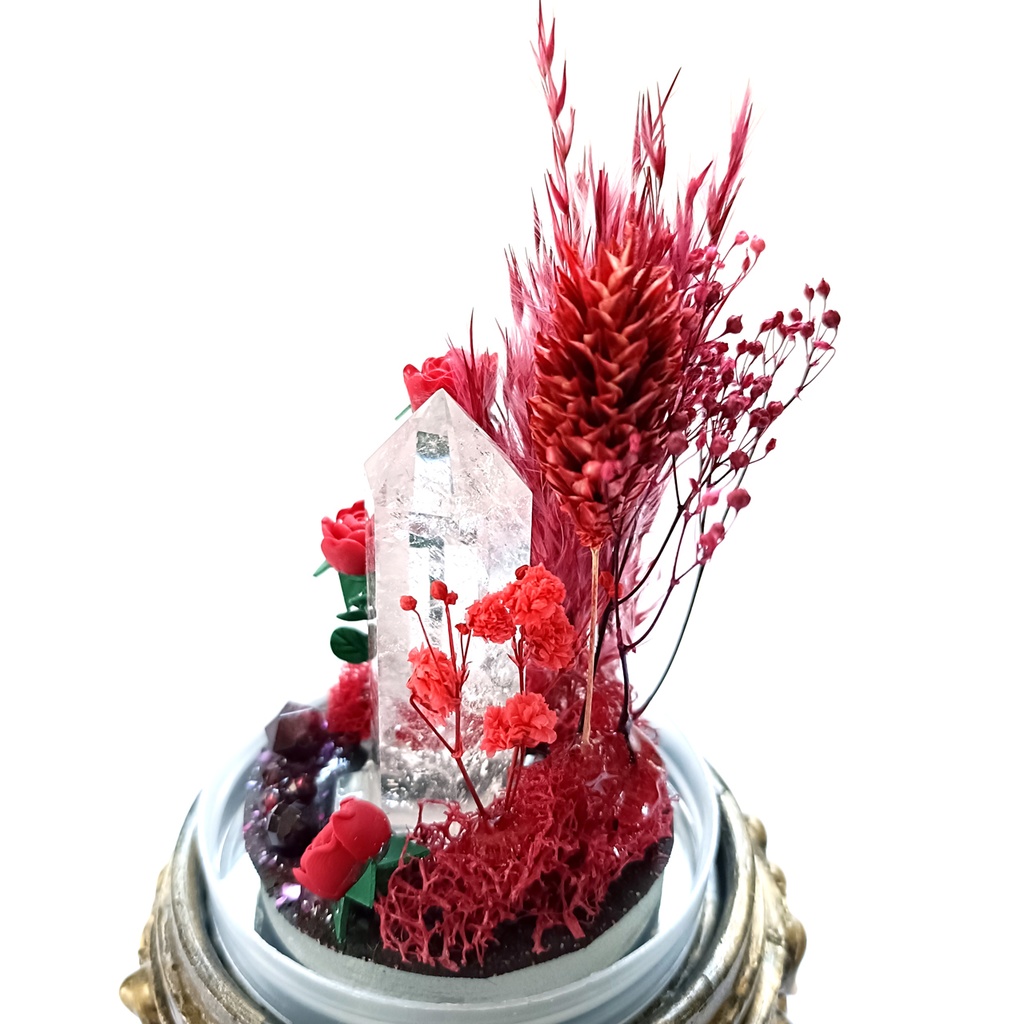 鉱物ランプ『赤』中サイズ・水晶・ガーネット