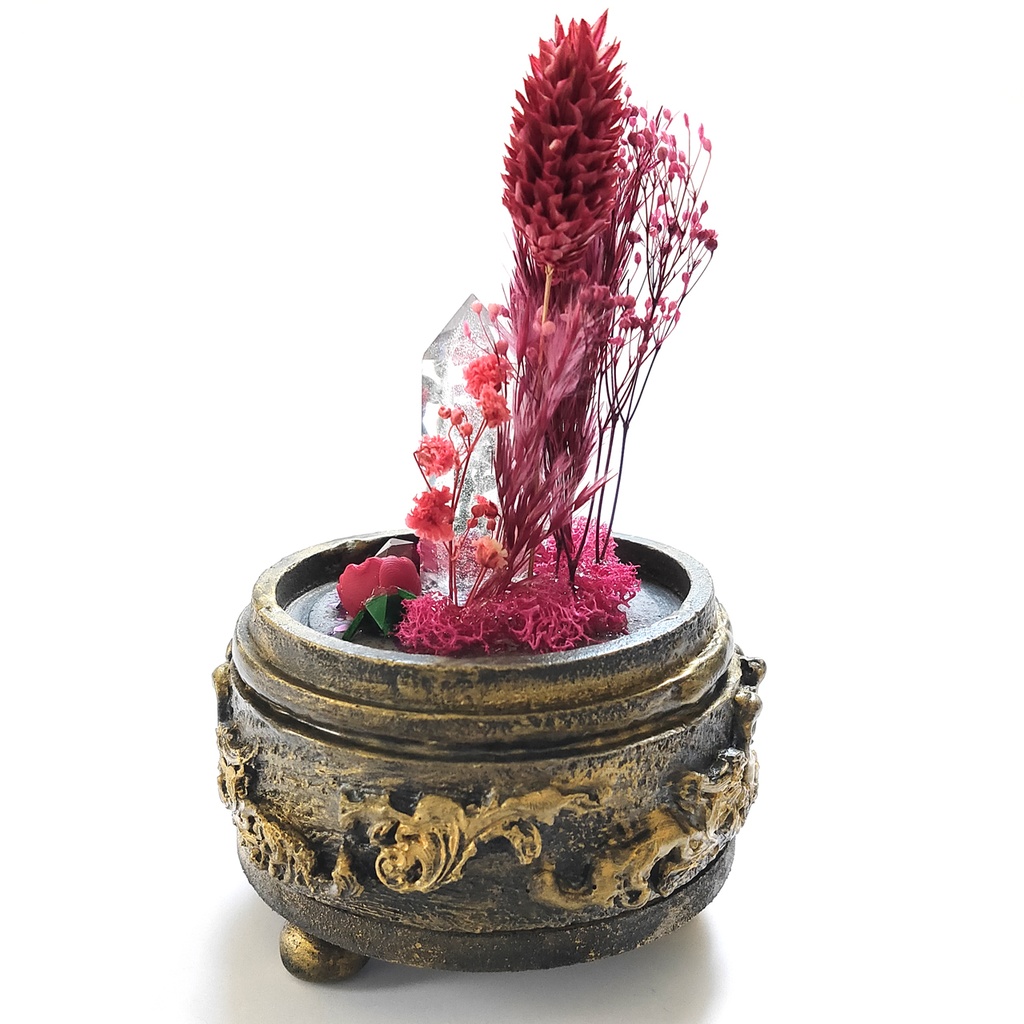 鉱物ランプ『赤』中サイズ・水晶・ガーネット