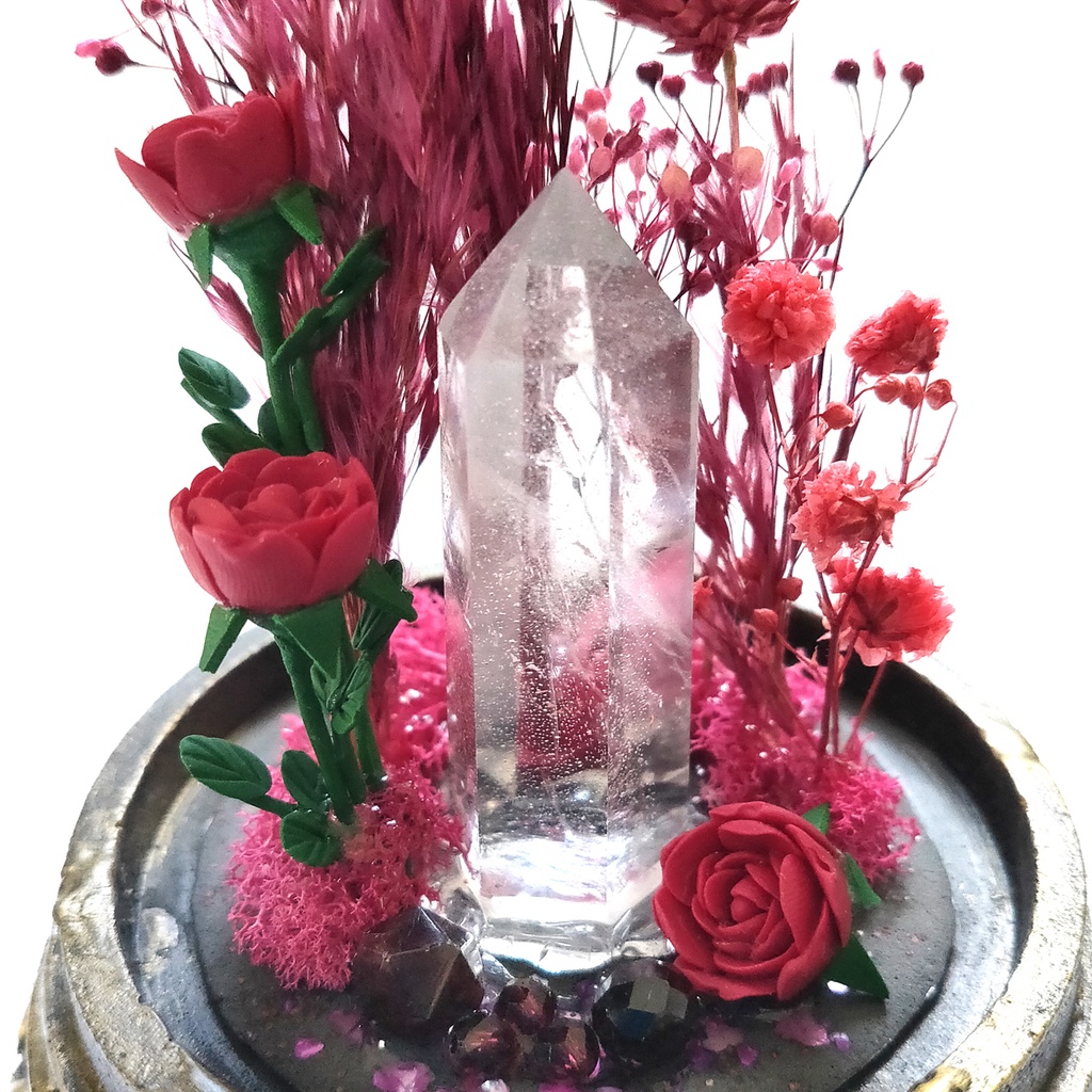 鉱物ランプ『赤』中サイズ・水晶・ガーネット