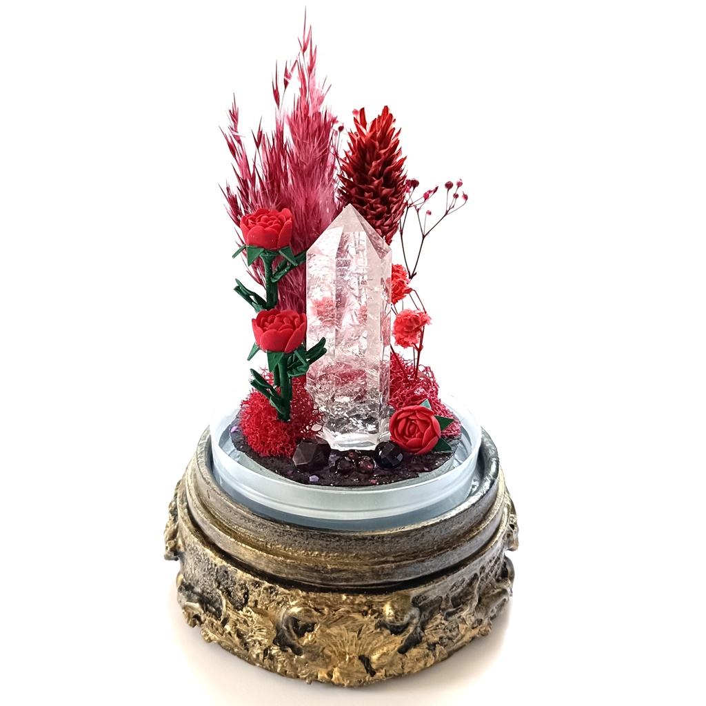 鉱物ランプ『赤』中サイズ・水晶・ガーネット