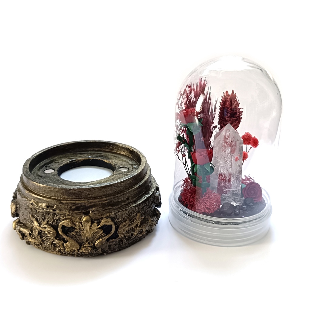 鉱物ランプ『赤』中サイズ・水晶・ガーネット