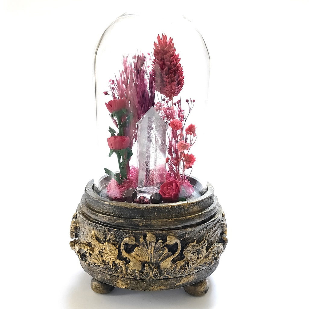 鉱物ランプ『赤』中サイズ・水晶・ガーネット