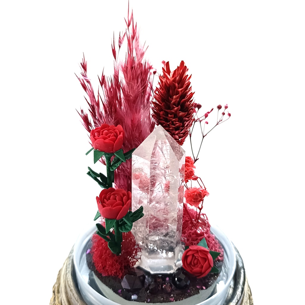 鉱物ランプ『赤』中サイズ・水晶・ガーネット