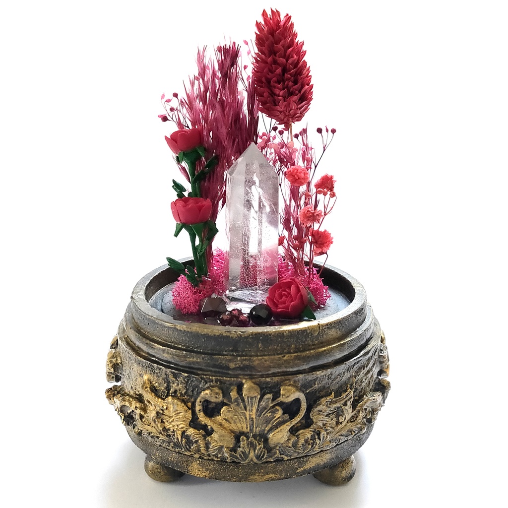 鉱物ランプ『赤』中サイズ・水晶・ガーネット